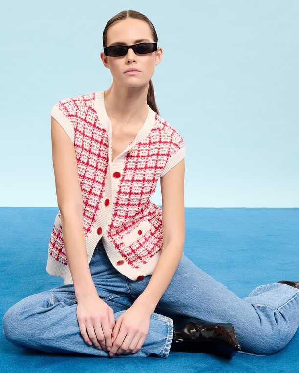 Gareth sweater Two-tone tweed-style sleeveless vest ZAPA