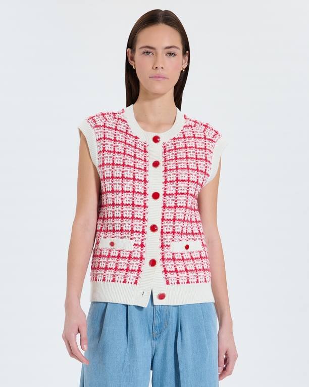 Gareth sweater Two-tone tweed-style sleeveless vest ZAPA