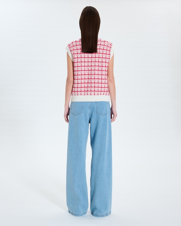 Gareth sweater Two-tone tweed-style sleeveless vest ZAPA