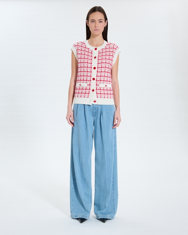 Gareth sweater Two-tone tweed-style sleeveless vest ZAPA