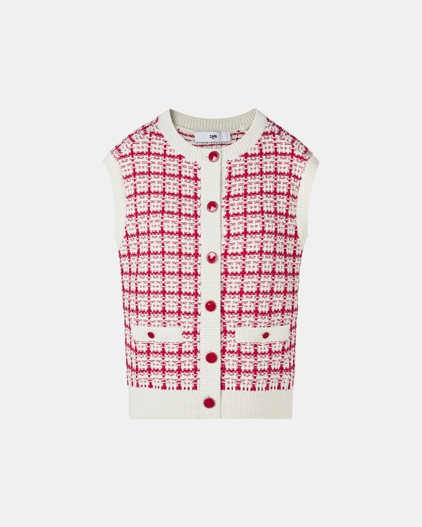 Gareth sweater Two-tone tweed-style sleeveless vest ZAPA