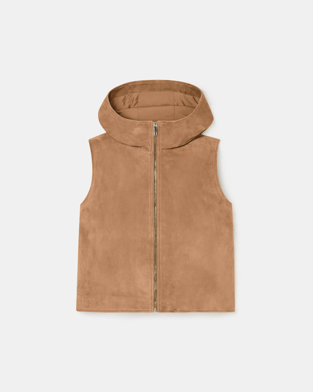 Gelia Cardigan Beige suede vest ZAPA