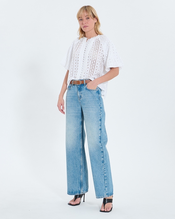 Bamako shirt Ecru English embroidery blouse ZAPA