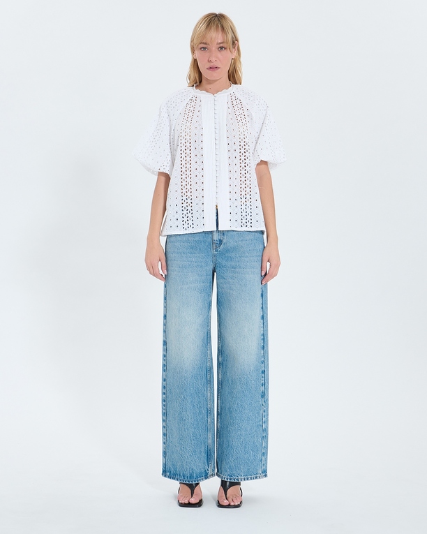 Bamako shirt Ecru English embroidery blouse ZAPA