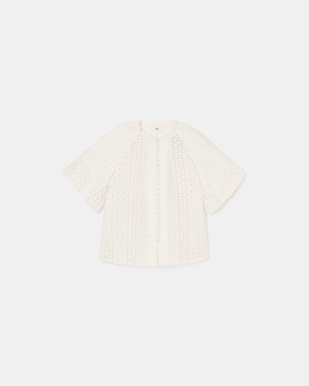 Bamako shirt Ecru English embroidery blouse ZAPA