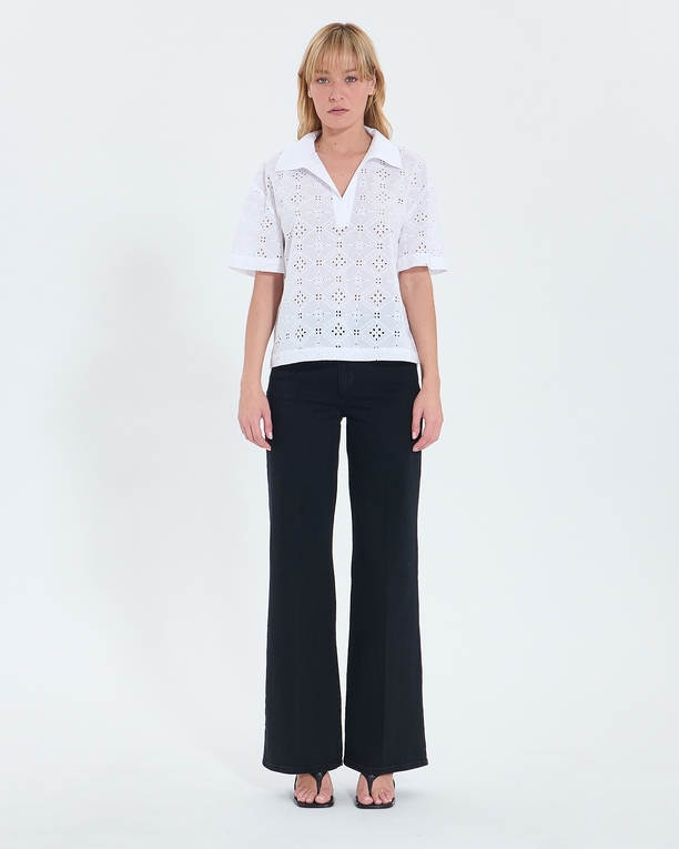 Top Teyma Loose top in ecru English embroidery ZAPA