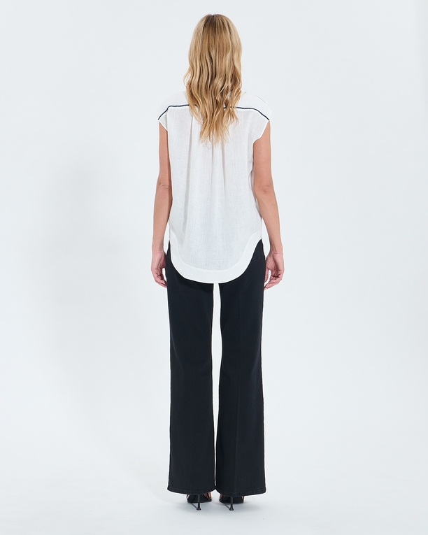 Top Taiwan Flowing top in ecru linen ZAPA