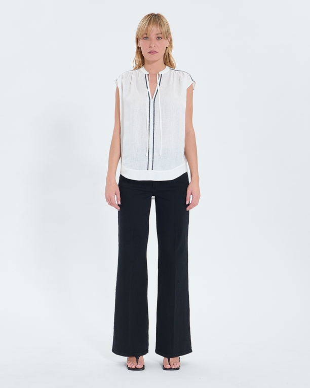 Top Taiwan Flowing top in ecru linen ZAPA