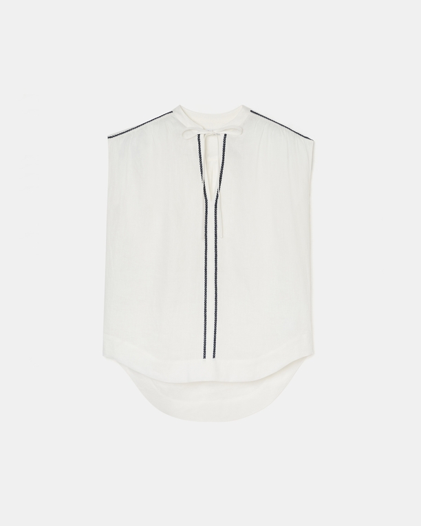 Top Taiwan Flowing top in ecru linen ZAPA