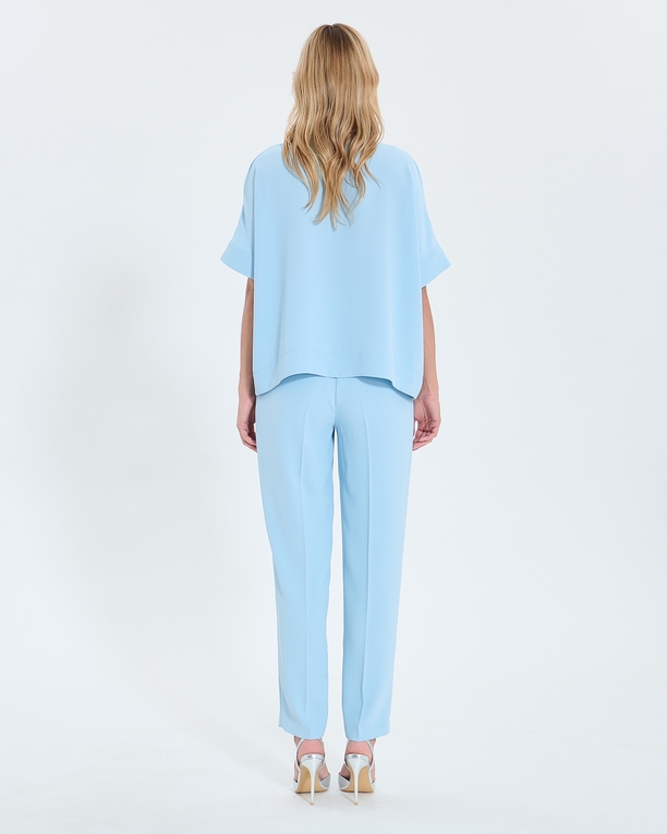 Top Timma Sky blue V-neck crepe top ZAPA