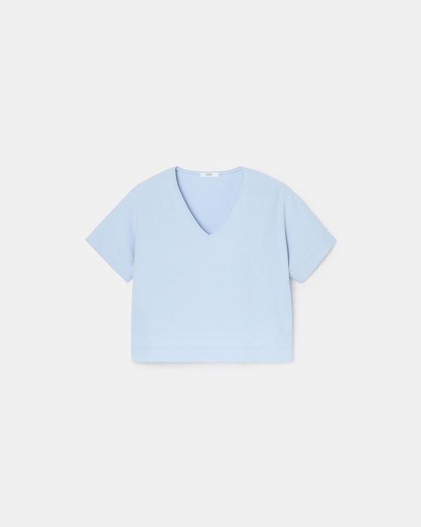 Top Timma Sky blue V-neck crepe top ZAPA
