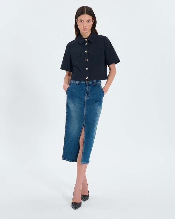Jude skirt Long dirty light blue denim skirt ZAPA