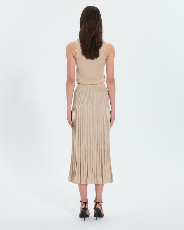 Jordan Knit Skirt A-line skirt in champagne sequined knit ZAPA