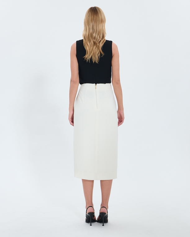Jali skirt Ecru pencil skirt ZAPA