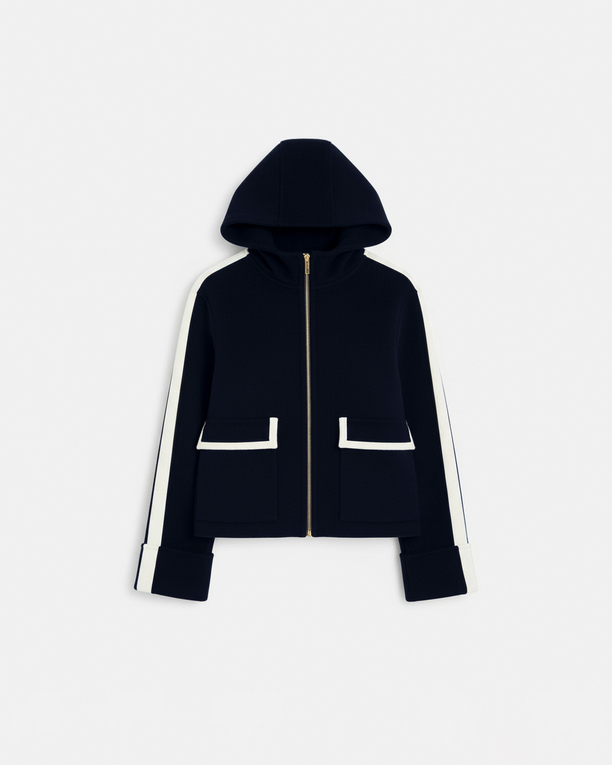 Marja coat Nocturnal two-tone wool coat with leather outline ZAPA