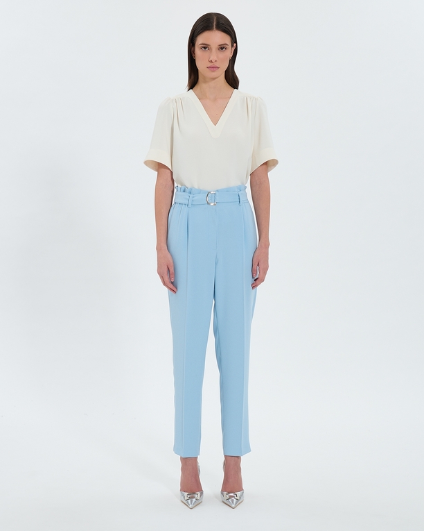 Patricia pants Blue crepe cigarette pants ZAPA