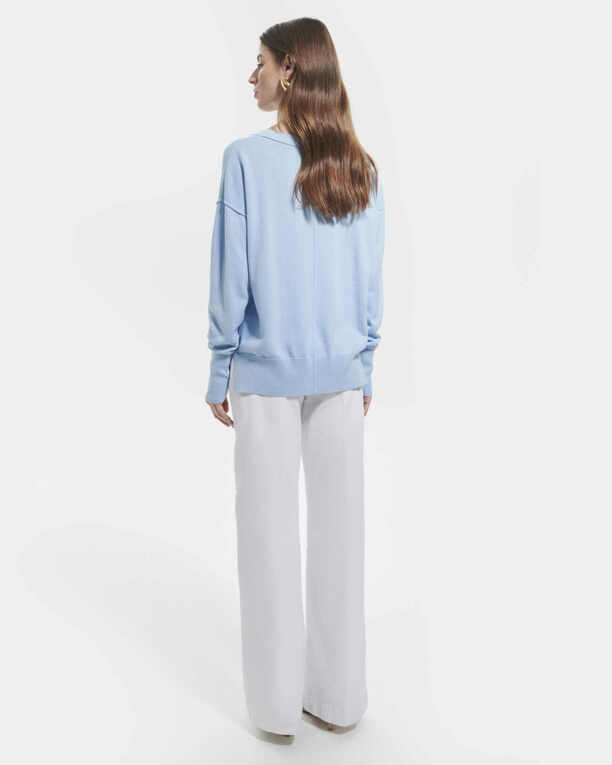 Pucci sweater Thin sky blue V-neck sweater ZAPA