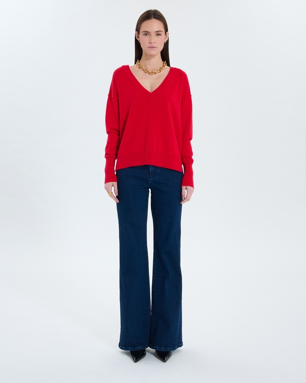 Pucci sweater Thin red V-neck sweater ZAPA