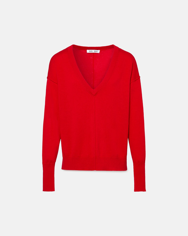 Pucci sweater Thin red V-neck sweater ZAPA