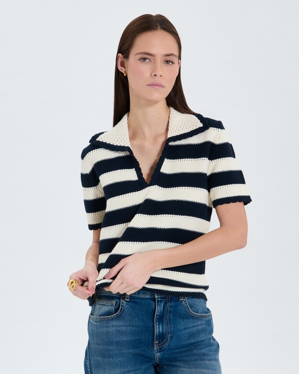 Nickle sweater Short-sleeved striped sweater ZAPA