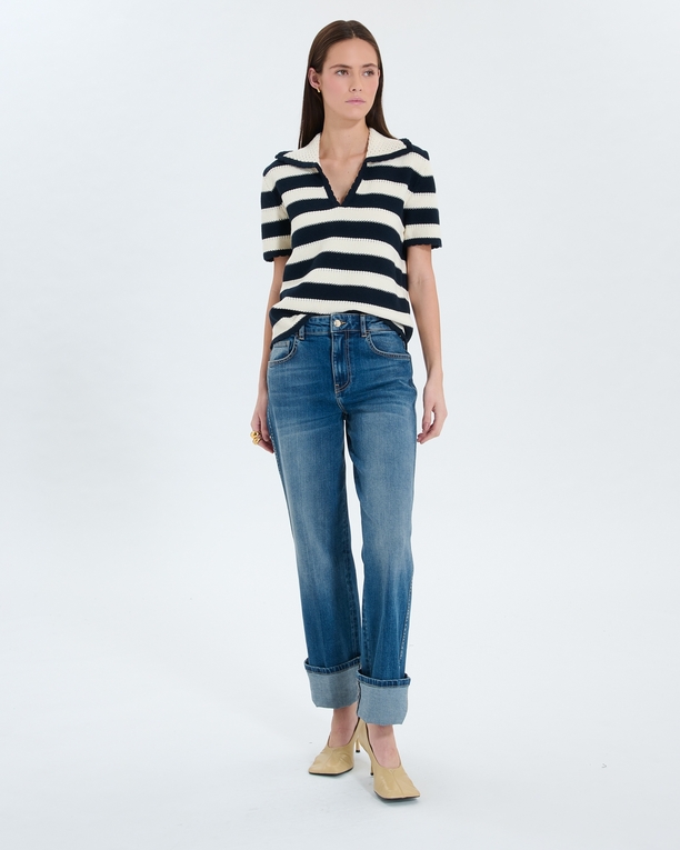 Nickle sweater Short-sleeved striped sweater ZAPA