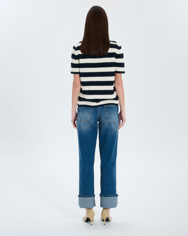 Nickle sweater Short-sleeved striped sweater ZAPA