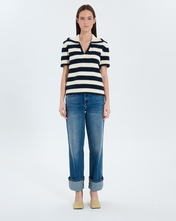 Nickle sweater Short-sleeved striped sweater ZAPA