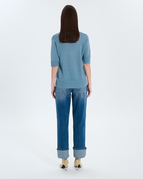 Namba sweater Blue cuffed V-neck sweater ZAPA