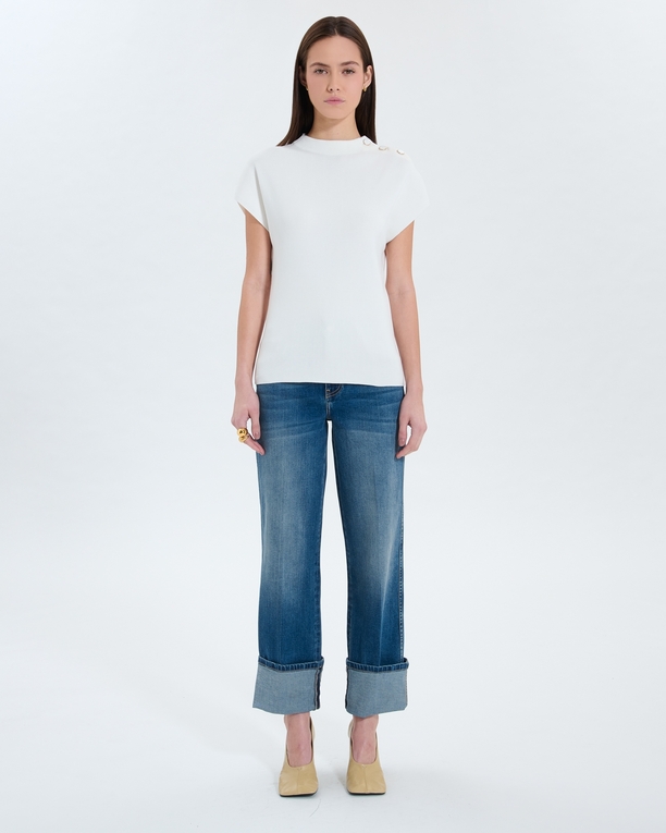 Nigella sweater Ecru short-sleeved sweater ZAPA
