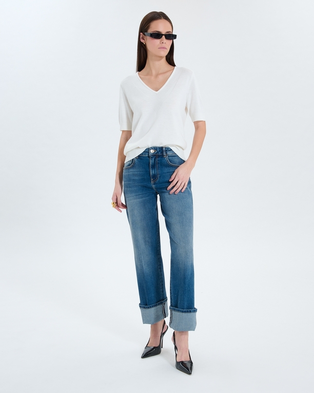 Narvi sweater Ecru short-sleeved sweater ZAPA