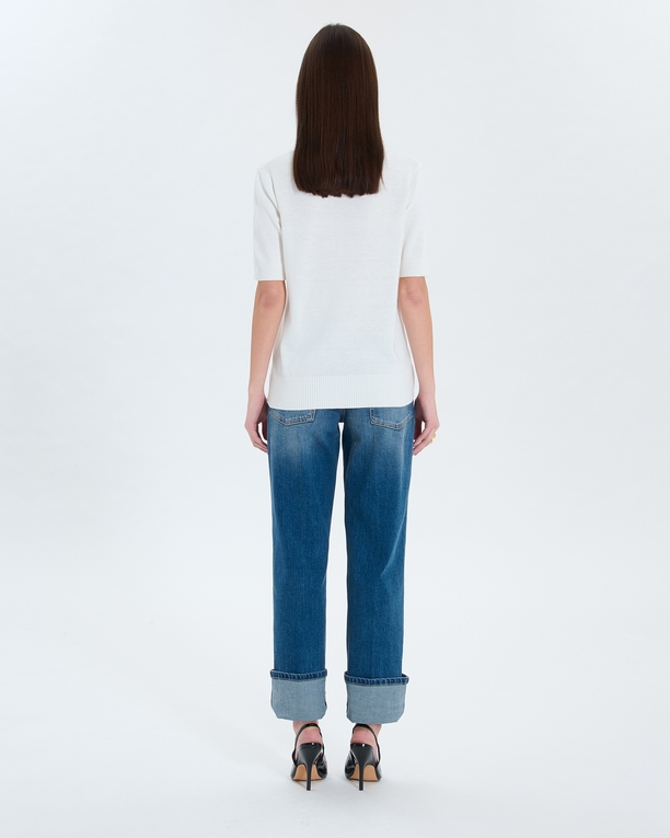 Narvi sweater Ecru short-sleeved sweater ZAPA