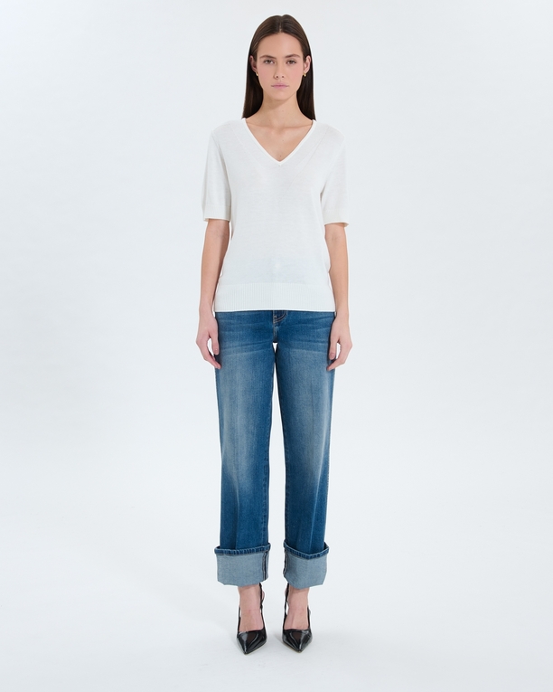 Narvi sweater Ecru short-sleeved sweater ZAPA
