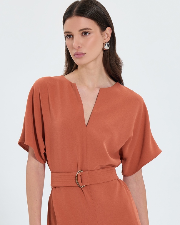 Rafaelle dress Flowing dress in ecru crepe ZAPA