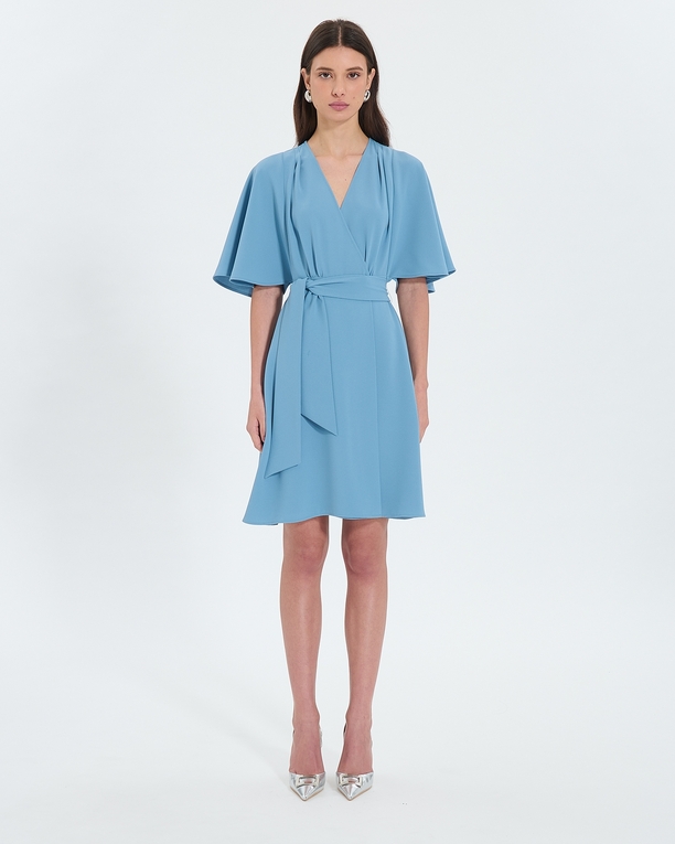 Russel dress Blue crepe wrap dress ZAPA