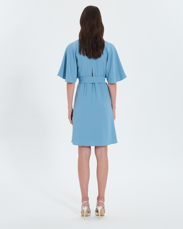 Russel dress Blue crepe wrap dress ZAPA