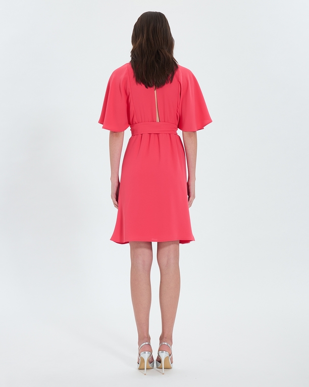Russel dress Coral crepe wrap dress ZAPA
