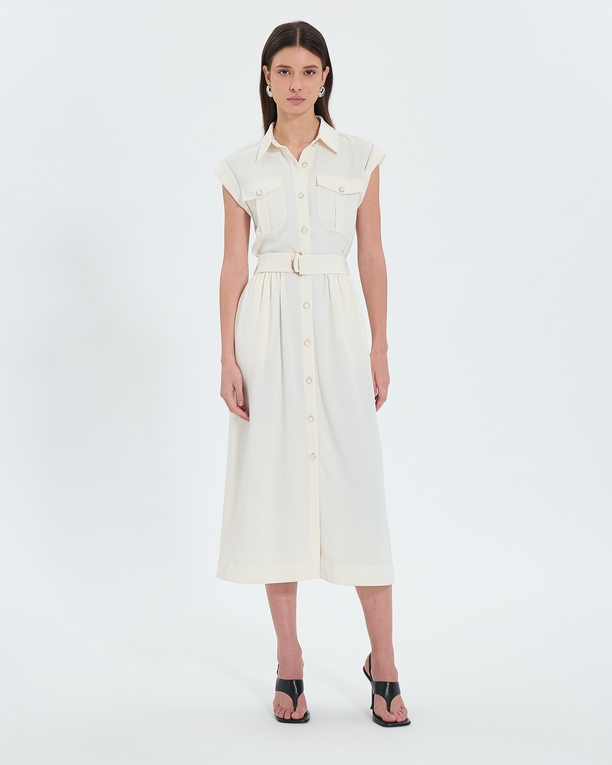 Ryad dress Ecru midi safari dress ZAPA