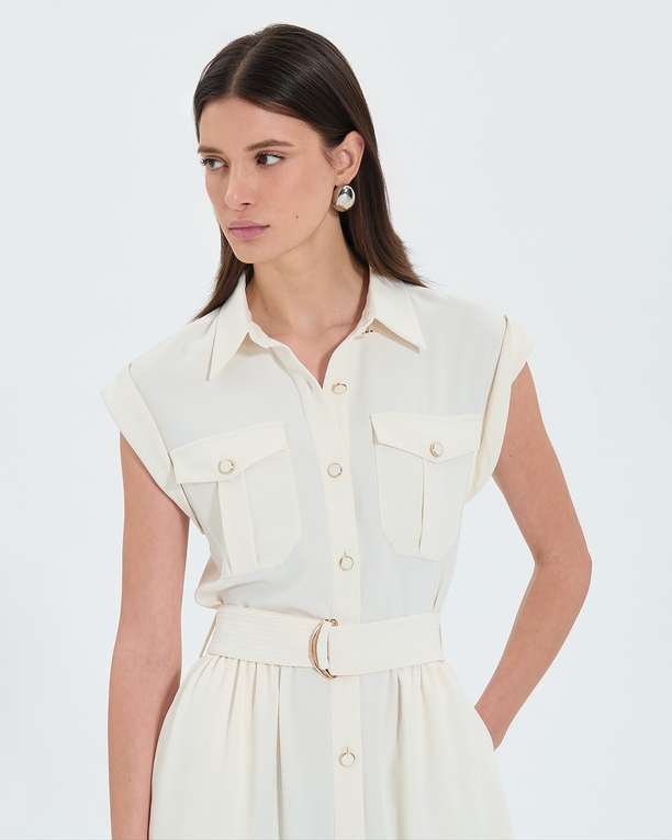 Ryad dress Ecru midi safari dress ZAPA