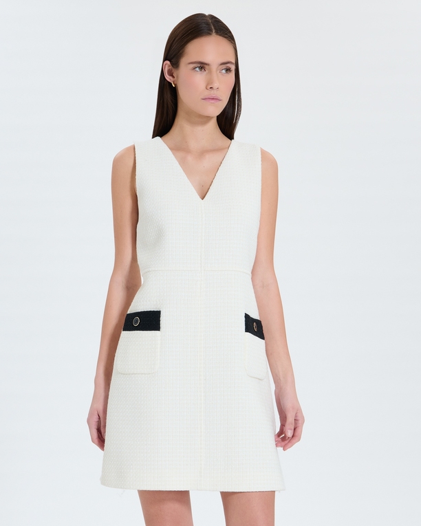 Raisin Dress Short ecru tweed dress ZAPA