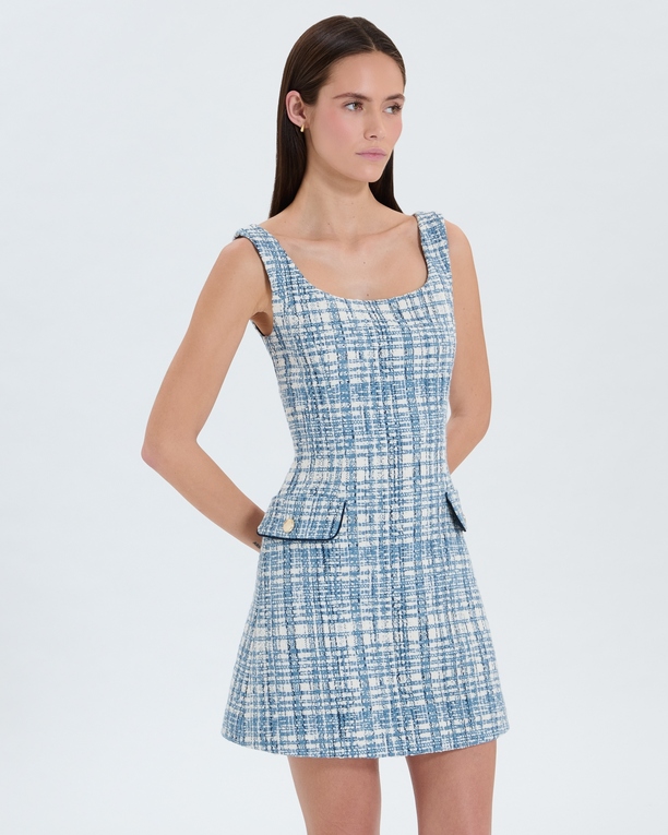Rea dress Short blue tweed dress ZAPA