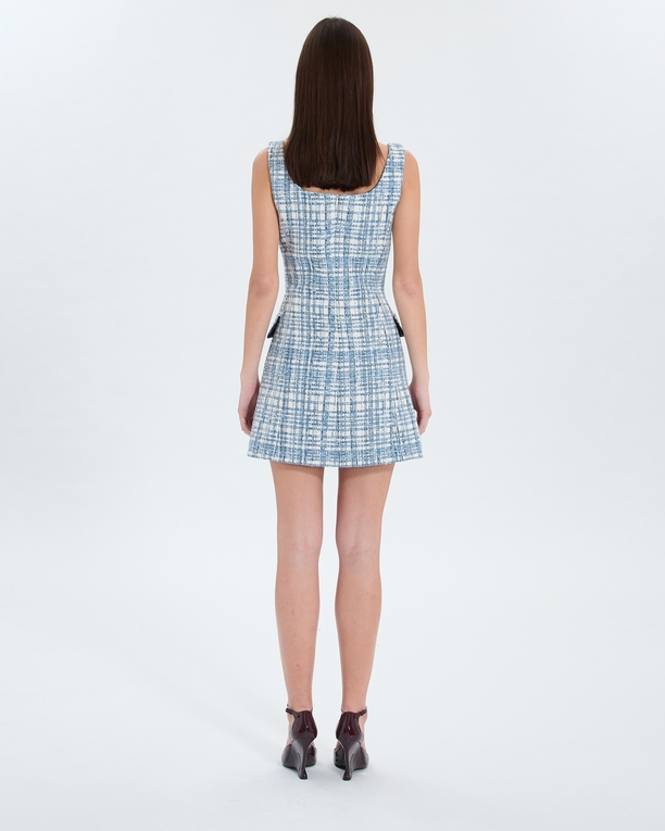 Rea dress Short blue tweed dress ZAPA