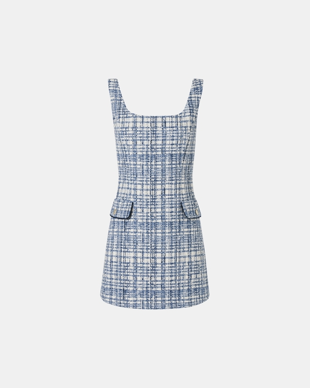 Rea dress Short blue tweed dress ZAPA