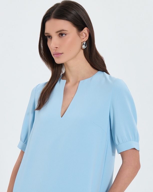 Rhealane dress Sky blue crepe straight dress ZAPA