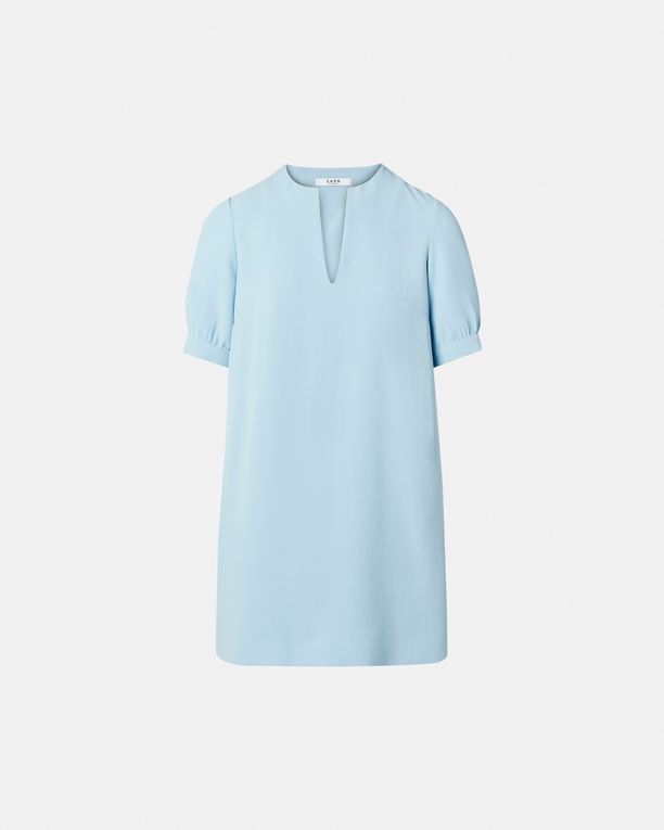 Rhealane dress Sky blue crepe straight dress ZAPA