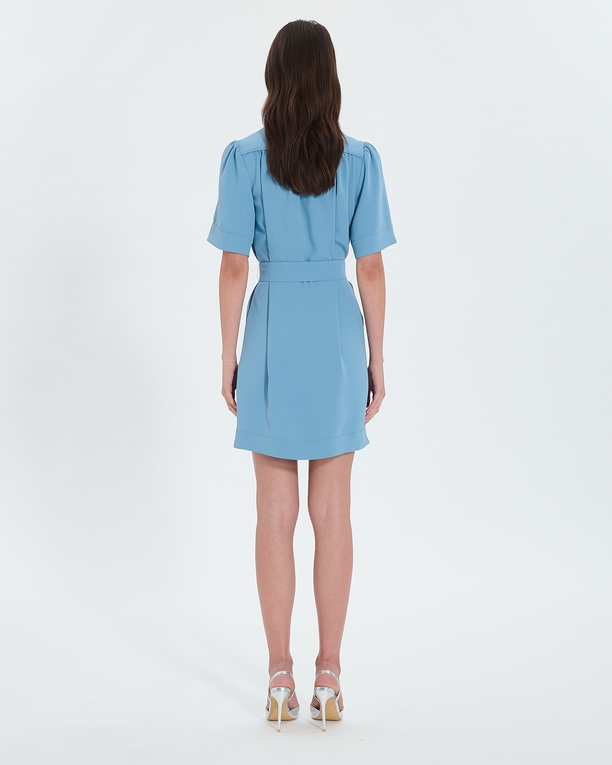 Retie dress Blue crepe straight dress ZAPA
