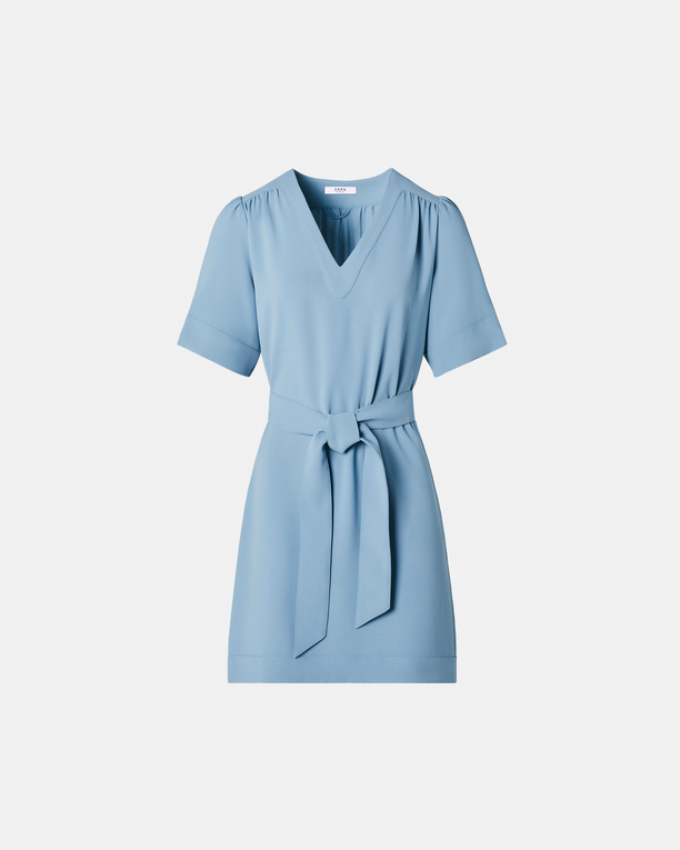 Retie dress Blue crepe straight dress ZAPA
