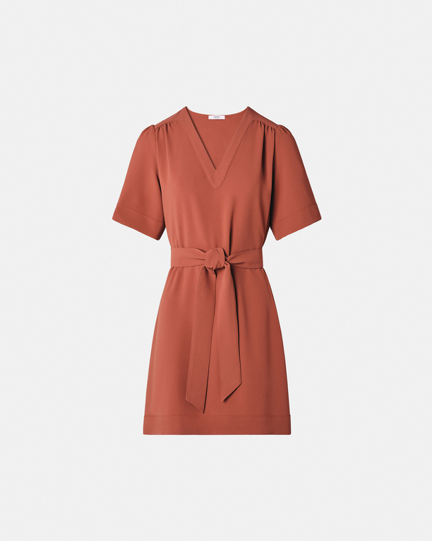 Retie dress Brick crepe straight dress ZAPA
