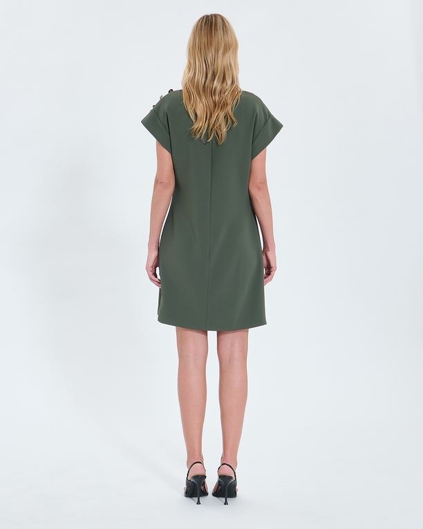Rehina dress Short khaki crepe dress ZAPA