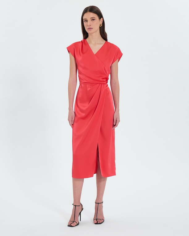 Dress Rang Coral satin dress ZAPA
