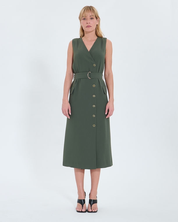 Rumi dress Long khaki crepe dress ZAPA